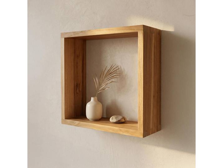 Etagère murale en teck 40 x 35 cm