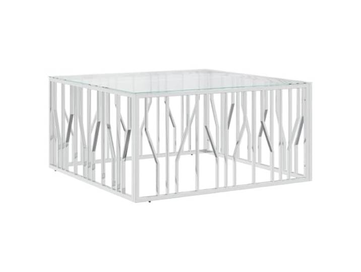 HKLGBVCR Couchtisch, quadratisch, 100 x 100 x 50 cm, Edelstahl und Glas