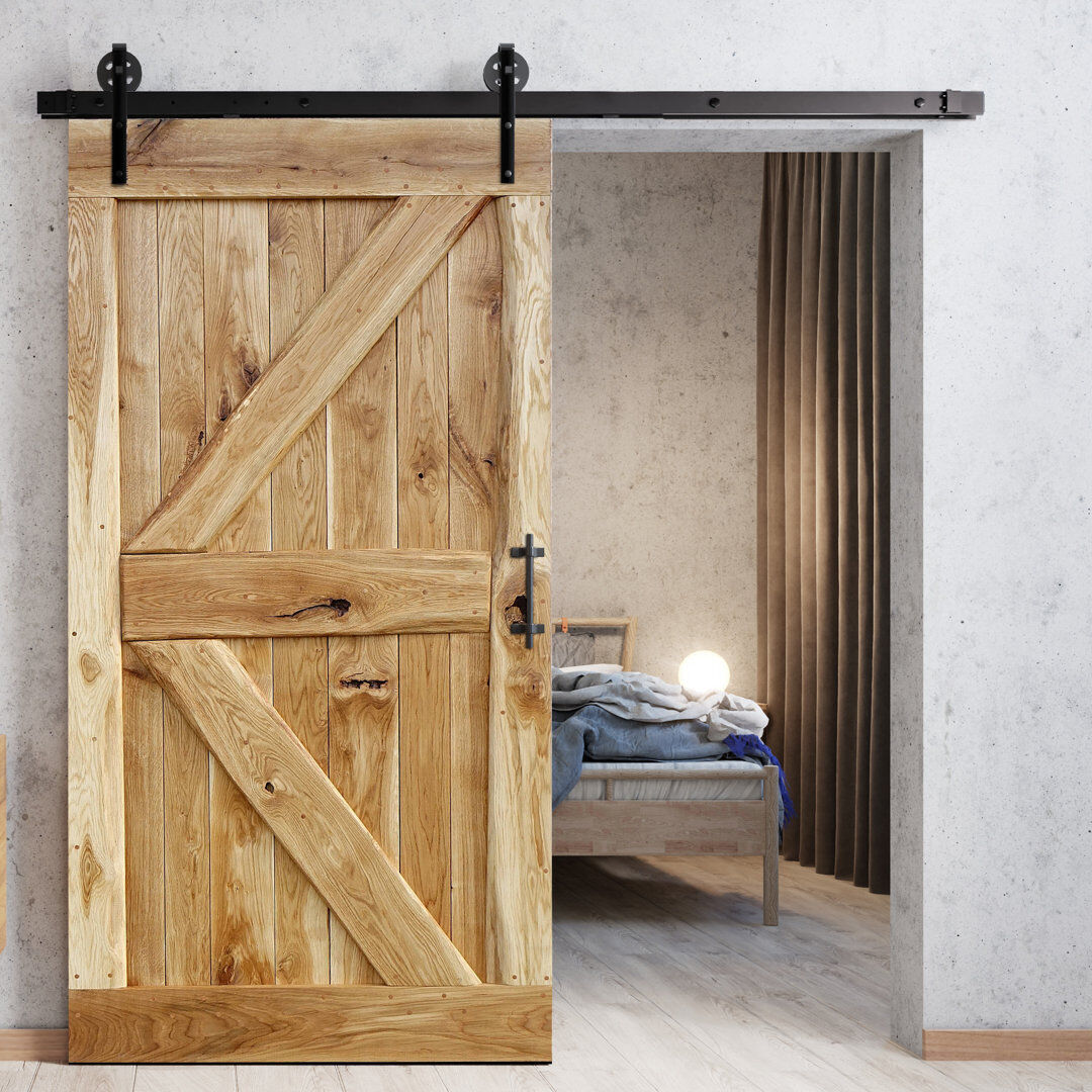 Union Rustic Virpi Solid Oak Barn Doors Natural Oil 220cm H x 100cm W x 4cm D