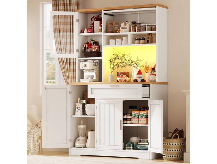 Armoire haute / vitrine - PAGE LIVING - 104x40x180 cm - Éclairage LED - Charge 60 kg - Contrôle via application mobile
