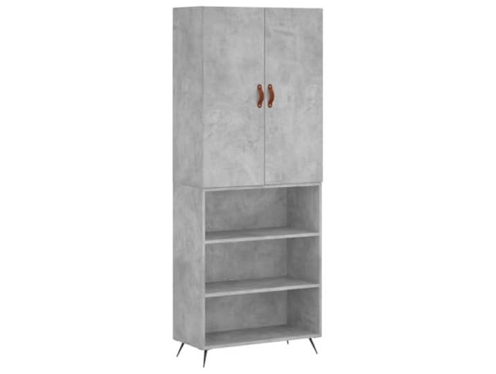 KGFHERENB Highboard Betongrau 69,5x34x180 cm Schrank aus Holzwerkstoff Elegantes Standregal fürs Wohnzimmer: Großer Stauraum hinter Türen und stabilen Metallfüßen für optimale Ordnung.