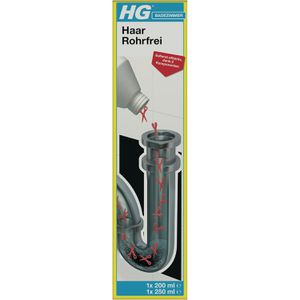 HG Rohrreiniger Haar Rohrfrei, 2-Komponenten, flüssig, für Bad, Wirkzeit 60 min, Flasche 250ml & 200ml