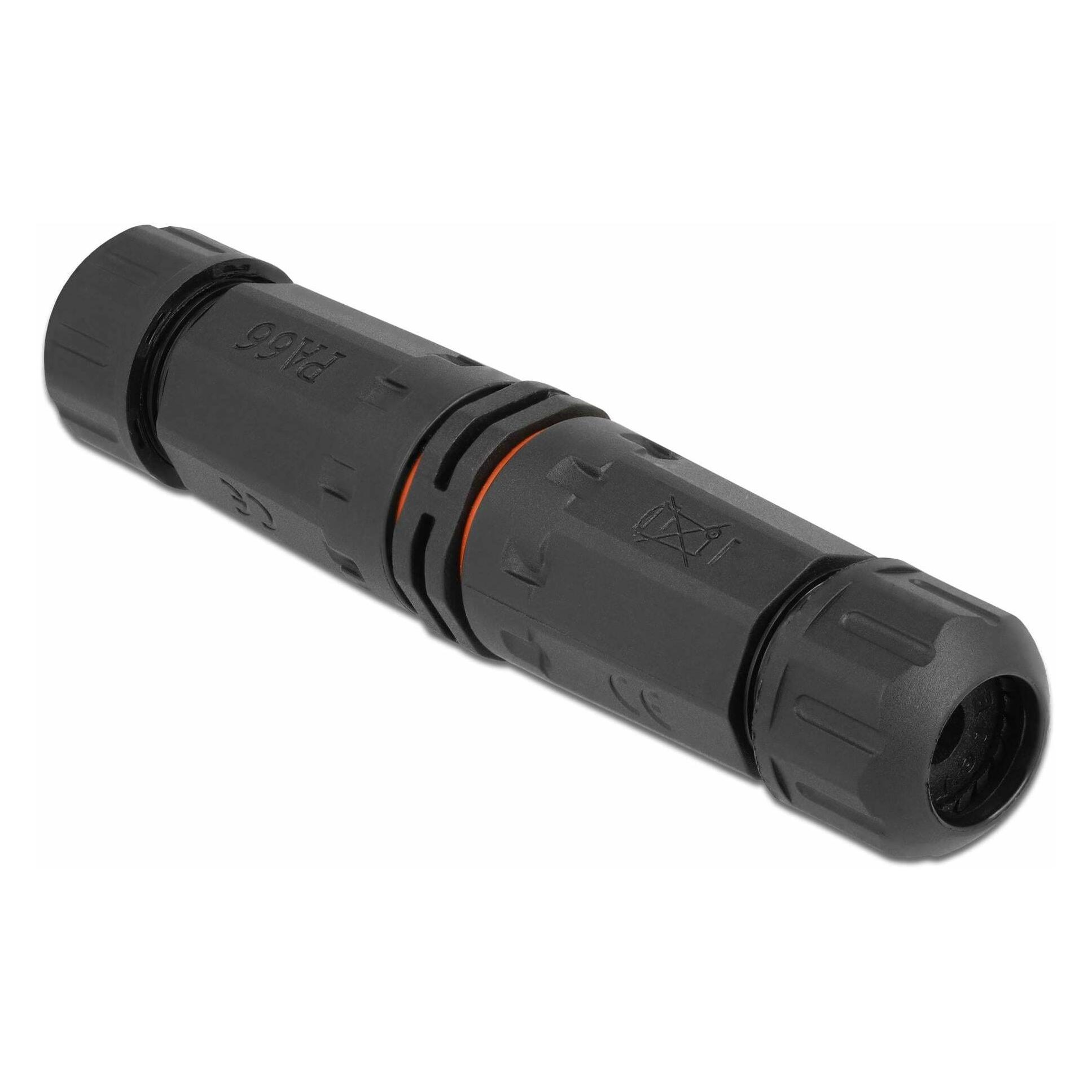 Delock Kabelverbinder für Aussenbereich 2 Pin, IP68 wasserdicht, schraubbar, Kabeldurchmesser 4,5 (86912)