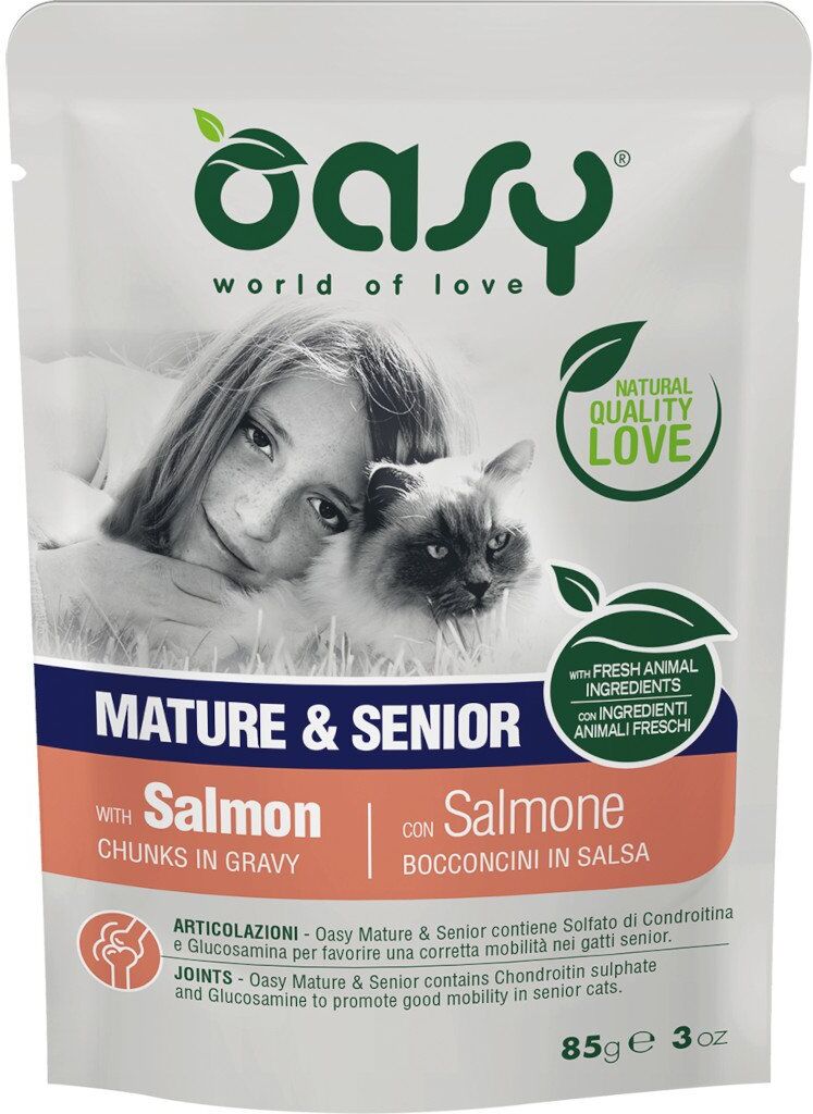 Oasy Umido Gatto Bocconcini Mature/Senior Salmone 85 g