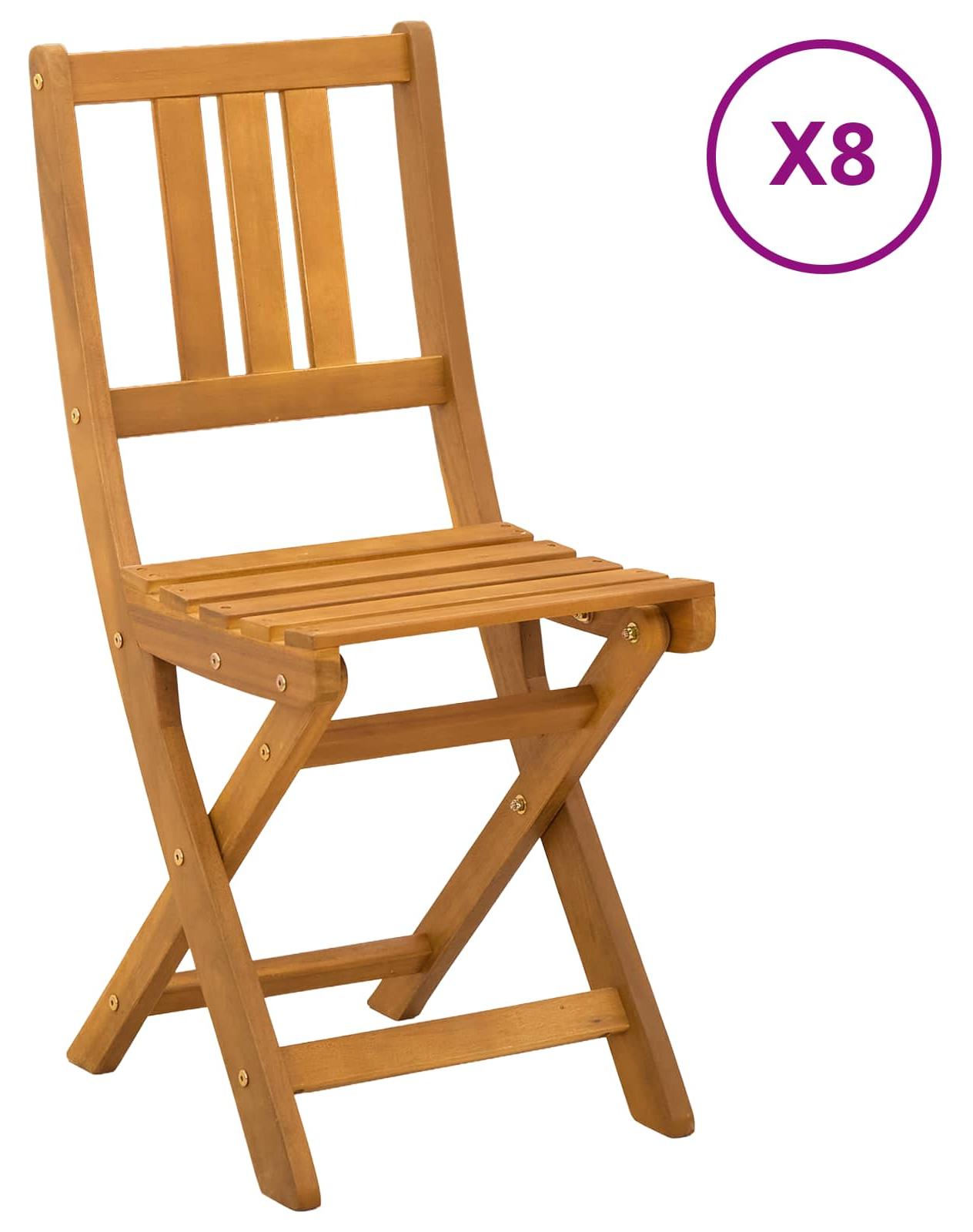 vidaXL Außen Bistro-Stühle 8 stk. Natur Massivholz Akazie