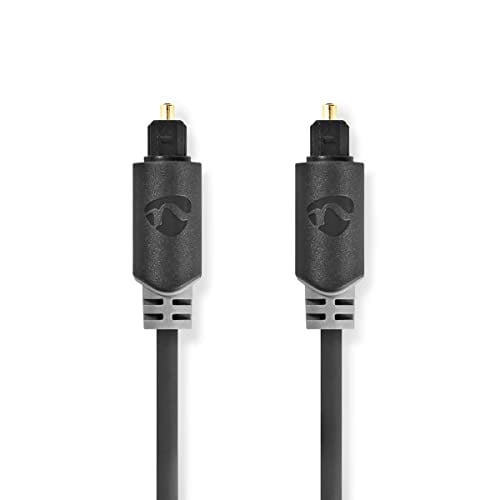 Nedis Optische Audiokabel Toslink Mannelijk naar Mannelijk, Digitale Vezel, Antraciet, 1 m