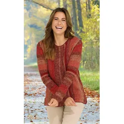 Baumwoll-Pullover in Streifen ziegel in Größe 36/38 von DW-Shop, Ziegel, 36/38