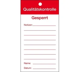 Qualitätsanhänger Qualitätskontrolle-Gesperrt, Karton, 80x150mm, 50/VE