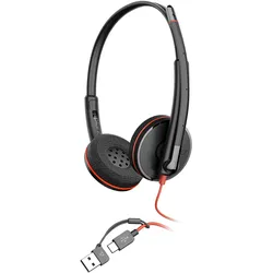 HP Poly Blackwire 3220 + USB-C/A Adapter (Kabelgebunden, USB-C), Office Headset, Schwarz