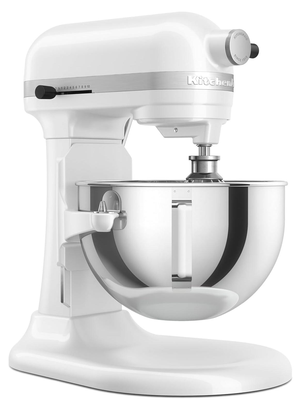 KitchenAid 5KSM55SXXEWH, Standmixer, Weiß, Schlagen, Kneten, Mixen, Rührer, 1,1 m, 5,2 l, Edelstahl