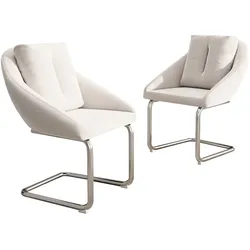 Merax Freischwinger (Set, 2 St), 2er Set Esszimmerstühle mit Rückenkissen Polsterstuhl Schwingstühle, Beige