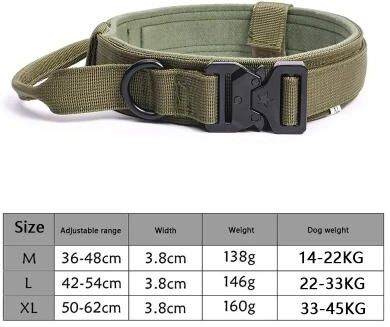 Inspired Finds Adjustable Tactical Dog Collar & Training Leash For Medium & Large Dogs green m