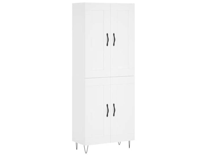 GHVBNMF Highboard Weiß 69,5x34x180 cm Holzwerkstoff Schrank Vielseitiger Aufbewahrungsschrank mit Türen und stabilen Eisenbeinen für Wohnzimmer und Flur. Bausatz aus 2 Teilen.