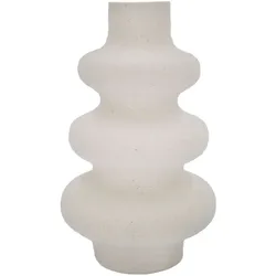Intirilife Keramik Vase in Creme Weiß - 13 x 21.8 cm - Spiralvase Dekovase ideal für Blumen Pampasgras und Trockenblumen