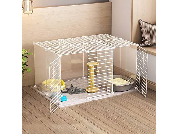 TXGJWRA Katzenkäfig Laufstall – Katzenkäfige für den Innenbereich, abnehmbares Metall, DIY-Katzenkäfig, Zwinger, Katzenkiste, Katzenhütte, Hundekäfige für kleine Hunde, tragbarer Hofzaun, für kleine