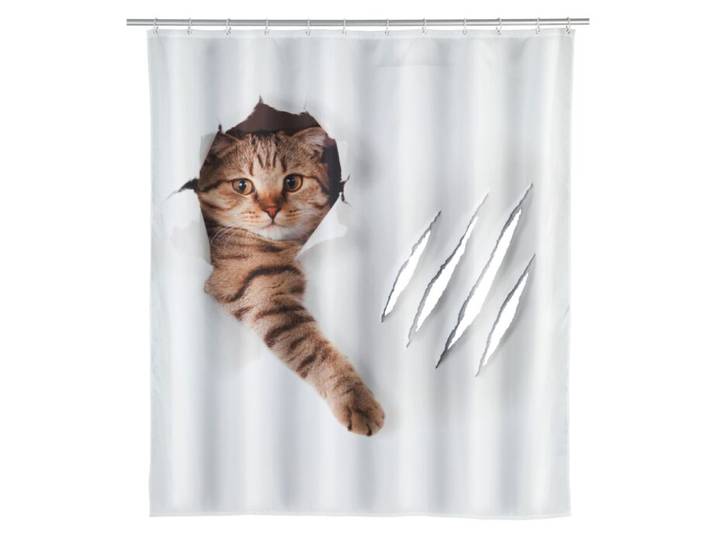 Duschvorhang Katze braun-weiss
