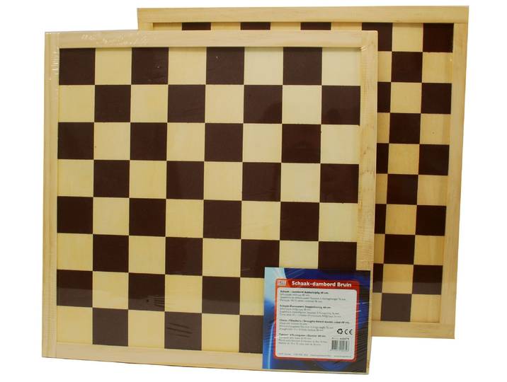HOT-Games Schaak-dambord - Dubbelzijdig 40 cm - Bruin