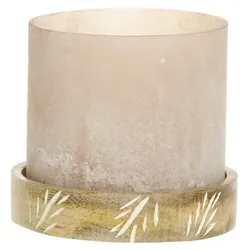 Chic Antique Windlicht mit graviertem Sockel, 11x12 cm, antique rosa
