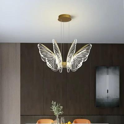 Inspired Living Aurora Butterfly Chandelier LED Acrylic Pendant Light For Bedroom, Living Room & Kitchen Island 10 Heads warm Light