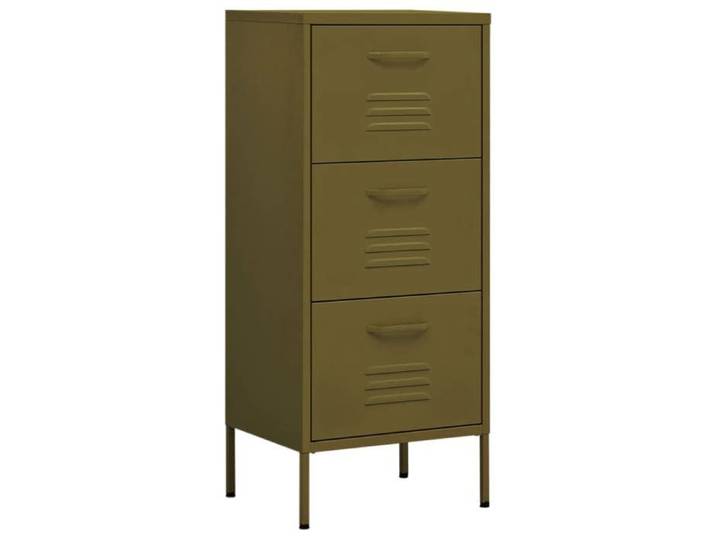 CLARENCE - NEW Armoire de rangement - JILL'S - Étagère de chambre/Salon Vert olive 42 5x35x101 5cm Acier OCT675371027