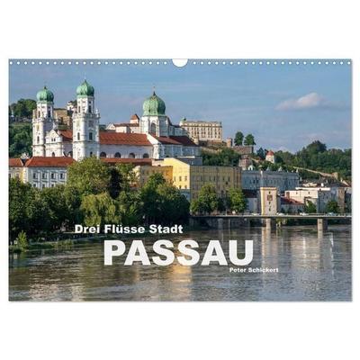 Drei Flüsse Stadt Passau (Wandkalender 2027 DIN A3 quer), CALVENDO Monatskalender