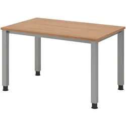 bümö manuell höhenverstellbarer Schreibtisch 120x80 cm in Nussbaum - PC Tisch höhenverstellbar & klein, höhenverstellbarer Tisch Büro, kleiner