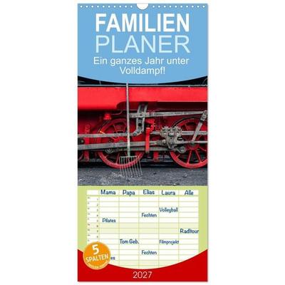 Familienplaner 2027 - Ein ganzes Jahr unter Volldampf! mit 5 Spalten (Wandkalender, 21 x 45 cm) CALVENDO