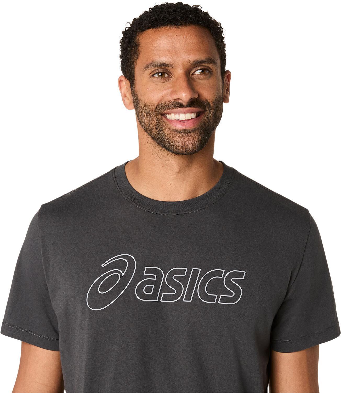 Laufshirt ASICS "ASICS LOGO SS TEE", Herren, Gr. XL, grau (graphite grau), Obermaterial: 60% Baumwolle, 40% Polyester, Shirts Laufshirt graphite grau XL