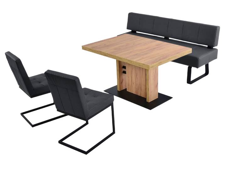 K+W Komfort & Wohnen Spider II Polsterbank Sitzsteppung, bequem durch Sandwichbauweise, Metallkufe in schwarz