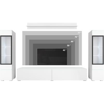 Wohnwand HOME AFFAIRE "VERA II", braun (votaneichefarben), B:260cm H:130cm T:33cm, Kastenmöbel-Sets, Wohnwand, Vitrine mit Verglasung, stehend und hängend, inklusive Beleuchtung, Topseller