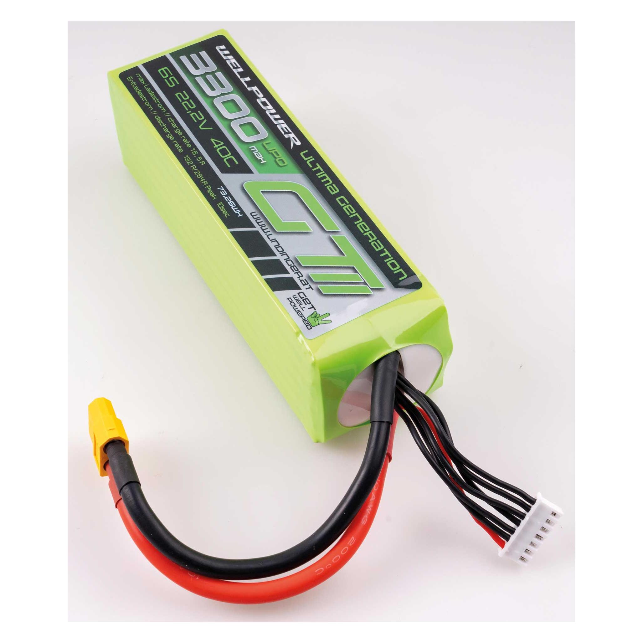 Wellpower LIPO AKKU ULTIMA GT II 3300 MAH / 22,2 Volt 6S 40/80C CH5/8 XT-60 (3300 mAh, 22.20 V) (3533+GT II)