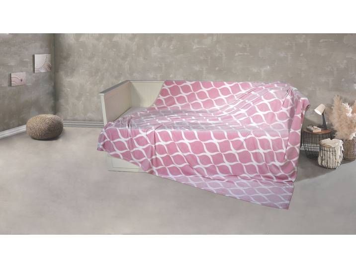 Wohndecke KINZLER Mikrofaser XXL Welle , rosa, B:220cm L:240cm, Polyester, Wohndecken, Wohndecke, Kuscheldecke, 220x240 cm