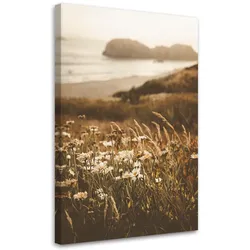 WANDBILD blumen am meeresufer