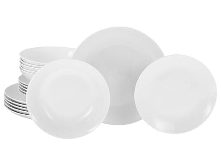 CreaTable\, 20341\, Série Luna Blanche\, service de vaisselle 18 pièces\, ensemble d'assiettes en porcelaine\, compatible lave-vaisselle et micro-ondes\, production de qualité.