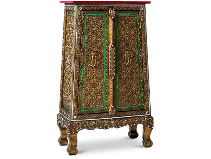 livasia Asiatischer Schrank aus Massivholz – 50x30x80cm – Handgefertigtes Highboard aus Akazienholz mit Glasmosaik, Kommode in Edlem Design, Nachhaltig & hochwertig