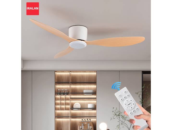 Ventilateurs de plafond IRALAN 42 52 pouces sans lumière, moteur DC, télécommande, ventilateurs de refroidissement, ventilateur de plafond bas, silencieux, grand ventilateur pour la maison