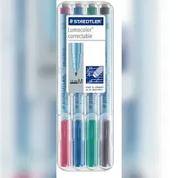 STAEDTLER Lumocolor correct Folienstift M 4er Etui, schwarz, blau, rot, grün