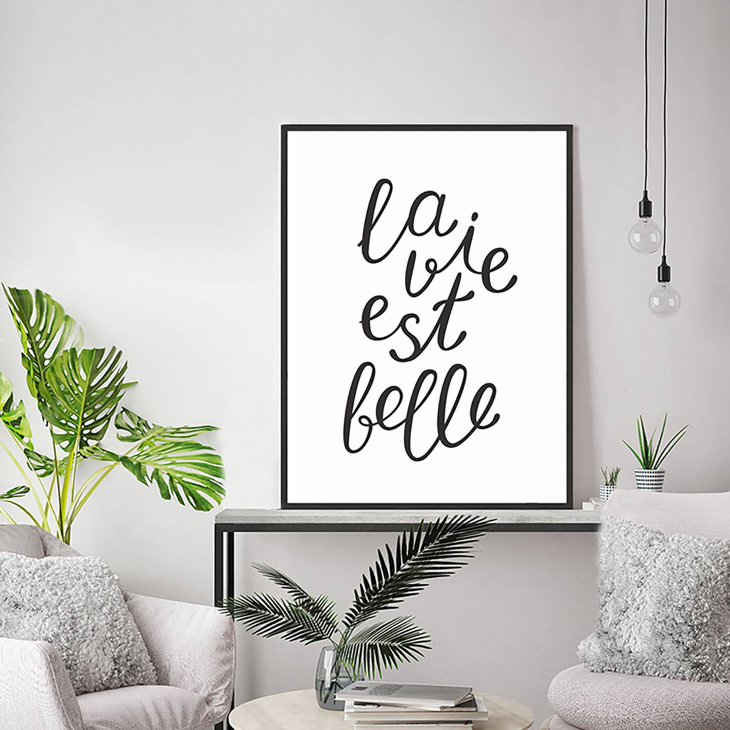 home24 La vie est belle Frame - Meerdere kleuren - Breedte: 62 cm, Hoogte: 82 cm