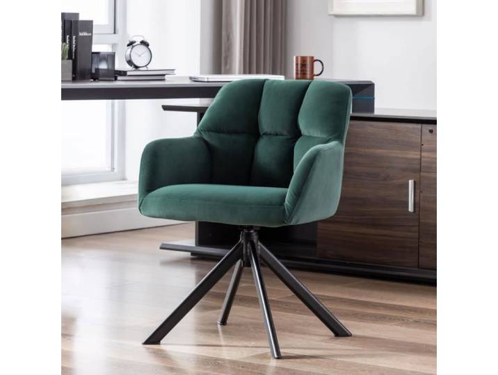 Wahson Chaises pour Salon Fauteuil de Bureau en Velours Pieds en Métal Fauteuil Salon pivotante pour Bureau ou Chambre Vert