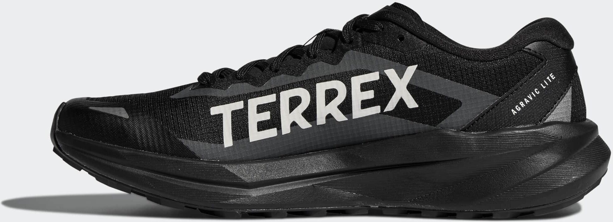 Trailrunningschuh ADIDAS TERREX "AGRAVIC LITE", Herren, Gr. 46, core schwarz, grau one, grau six, Synthetik, Textil, Schuhe Trailrunningschuh, Trail-Schuhe mit Lightstrike-Dämpfung