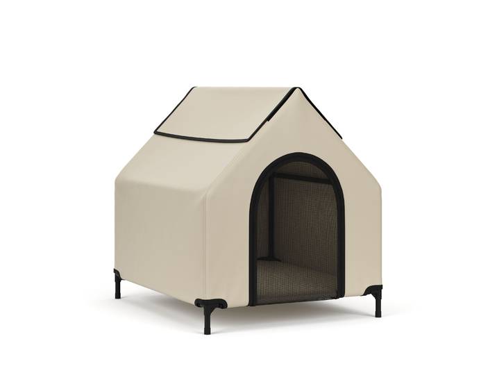 Hundebett Hundehütte erhöht 90 x 65 cm beige
