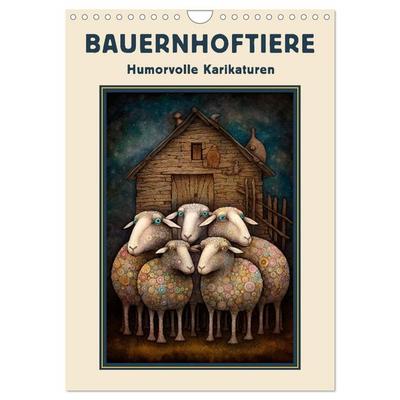 Bauernhoftiere - Humorvolle Karikaturen (Wandkalender 2026 DIN A4 hoch), CALVENDO Monatskalender