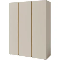 DREHTÜRENSCHRANK MURO 145/195/50cm 3-türig mit Spiegel Beige