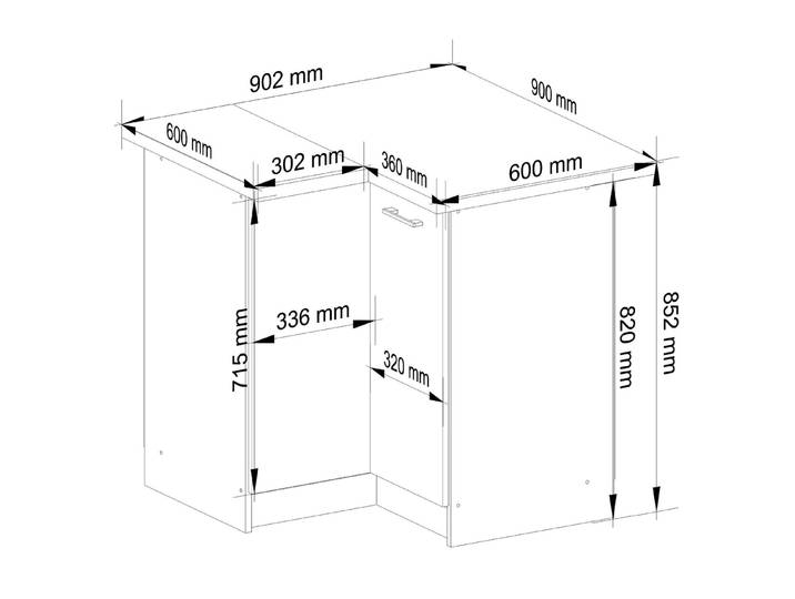 Raumhirsch Furniture Unterschrank - Stylische Aufbewahrung - Möbel für Küche 2 Türen, 1 Schublade, Soft-Close, verstellbare Füße