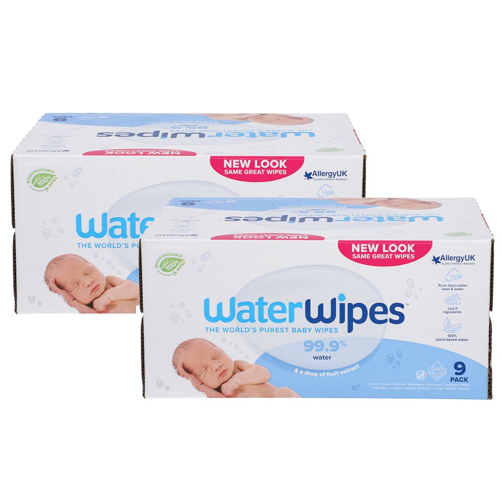 WaterWipes Vochtige Doekjes Bio 9x60st x2 2x9x60 St Tücher