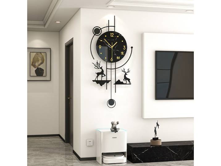 Horloge murale ronde moderne, simple et bon marché, horloge murale verticale classique, horloge murale en métal mignonne, décoration de salon