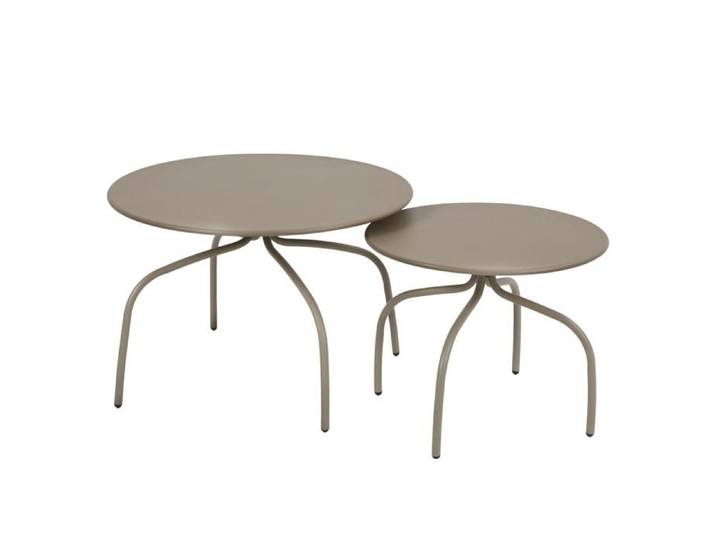 Lot de 2 tables basses gigognes de jardin taupe Venise - Oviala