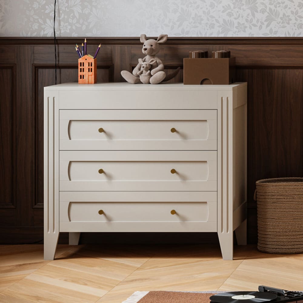 Vox Commode 3 tiroirs cachemire bois mélaminé beige Beige 100x92x55cm