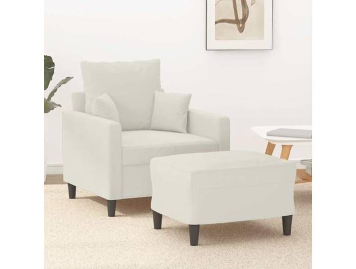 HEFZGDB Sessel mit Hocker Creme 60 cm Samt strapazierfähig bequem Sitzgelegenheit Entspannung Lesen Fernsehen Robustes Gestell gemütlich Polsterung modernes Design platzsparend