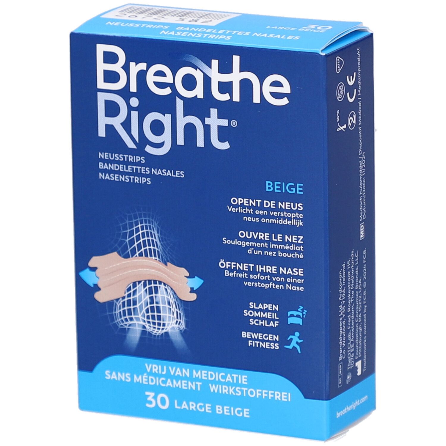 Breathe Right Tanned Neusstrips Large 30 St Pflaster